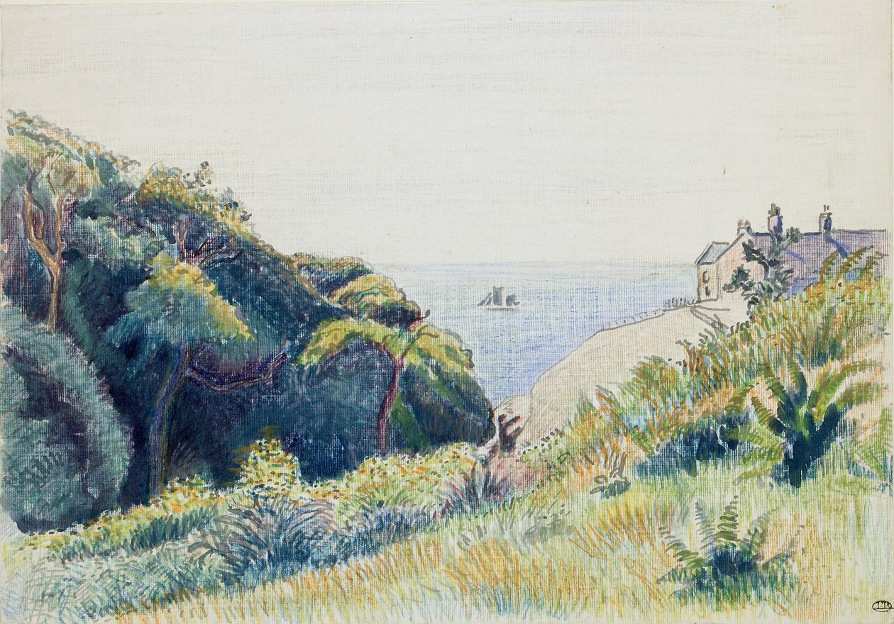 海岸警卫队的房子，Ecclesbourne，1918年 作者 卢西安·皮萨罗（Lucien Pissarro）