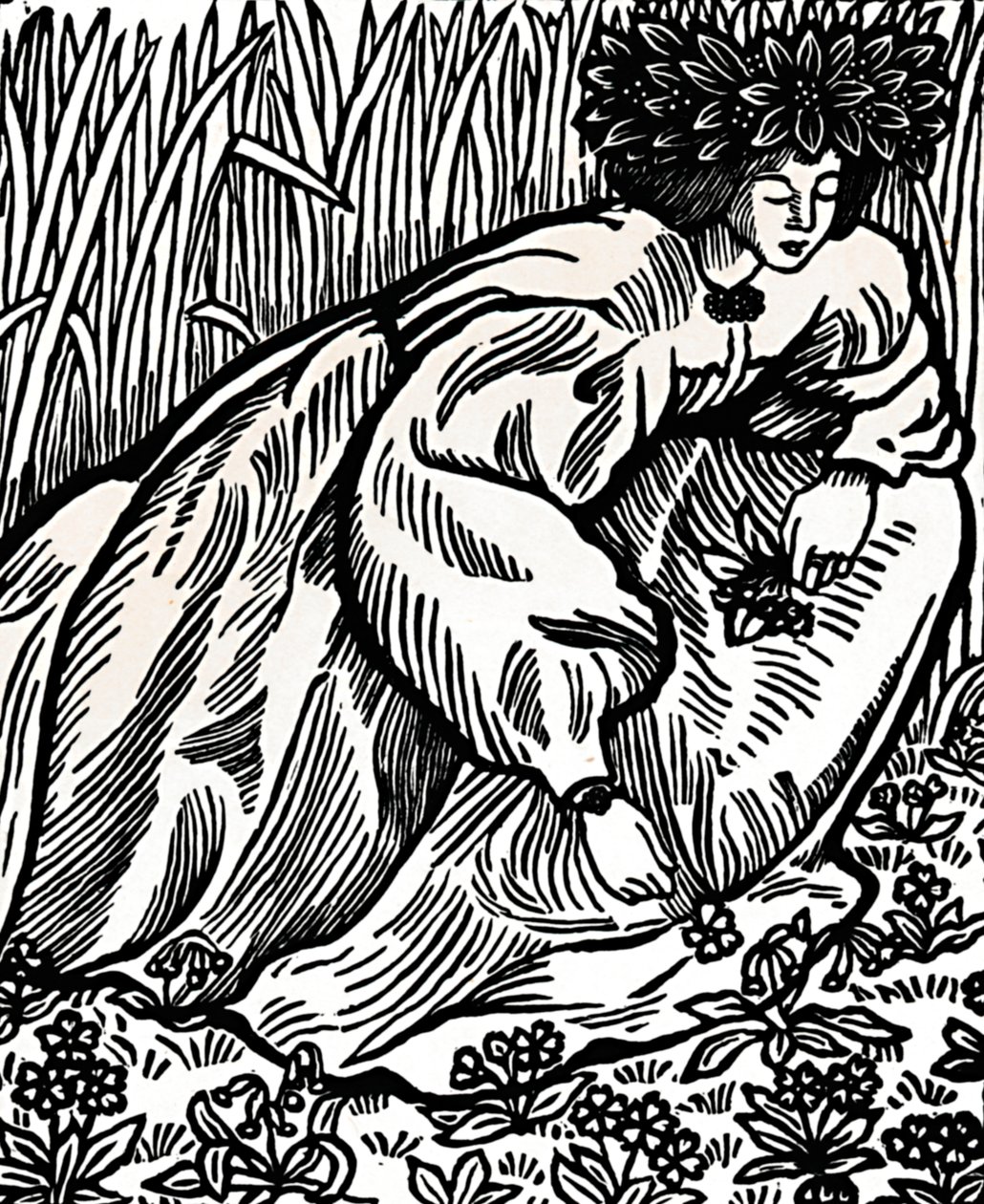 伦萨德的诗。原始木刻，1902年，1923年 作者 卢西安·皮萨罗（Lucien Pissarro）