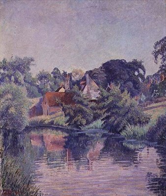 斯托尔河，斯特拉特福-圣-玛丽 作者 卢西安·皮萨罗（Lucien Pissarro）