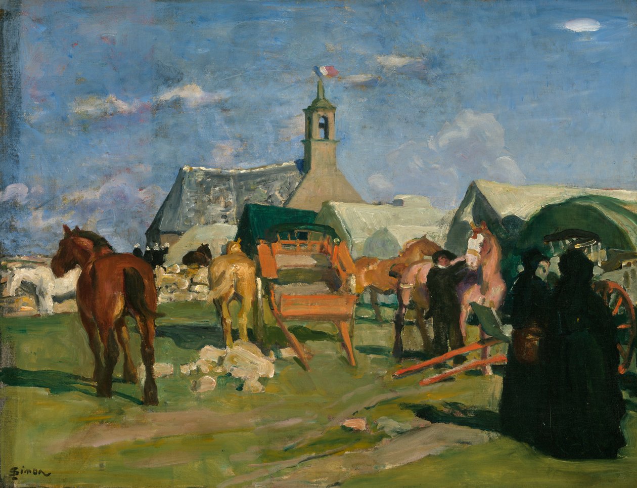 中转站 / Pardon de Notre-Dame de bon voyage (Pointe du Raz)，c.1913（布面油画） 作者 露西蒙·西蒙（Lucien Simon）