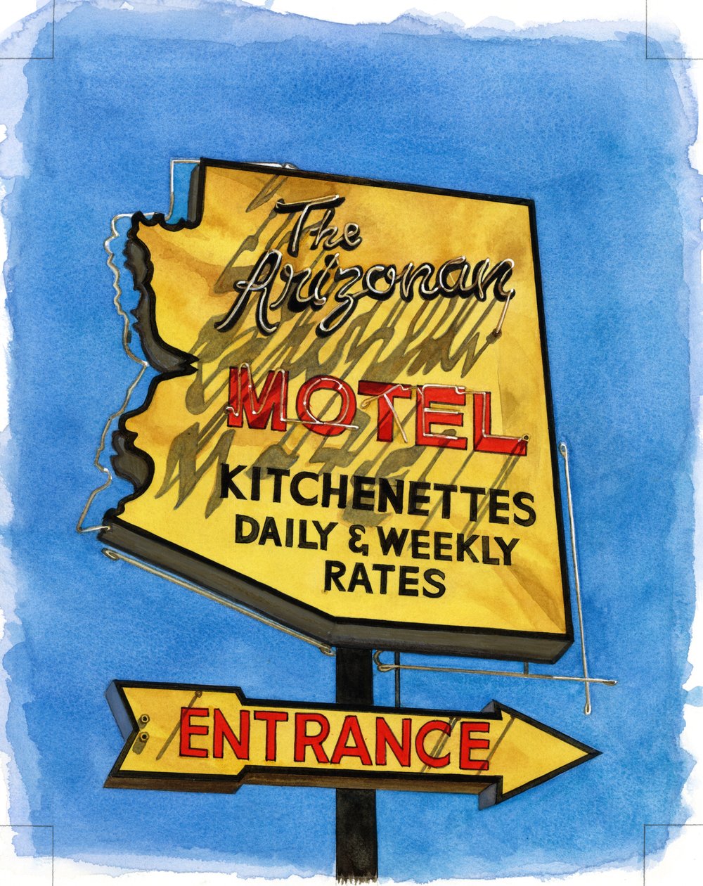 Arizonian，Miracle Mile，2004（wc on paper） 作者 露西·马斯特曼