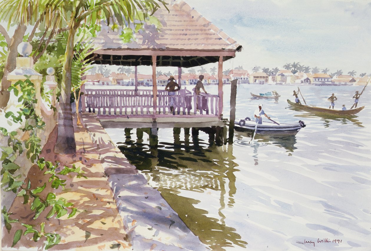 The Jetty，Cochin，1991（wc on paper） 作者 露西·威利斯