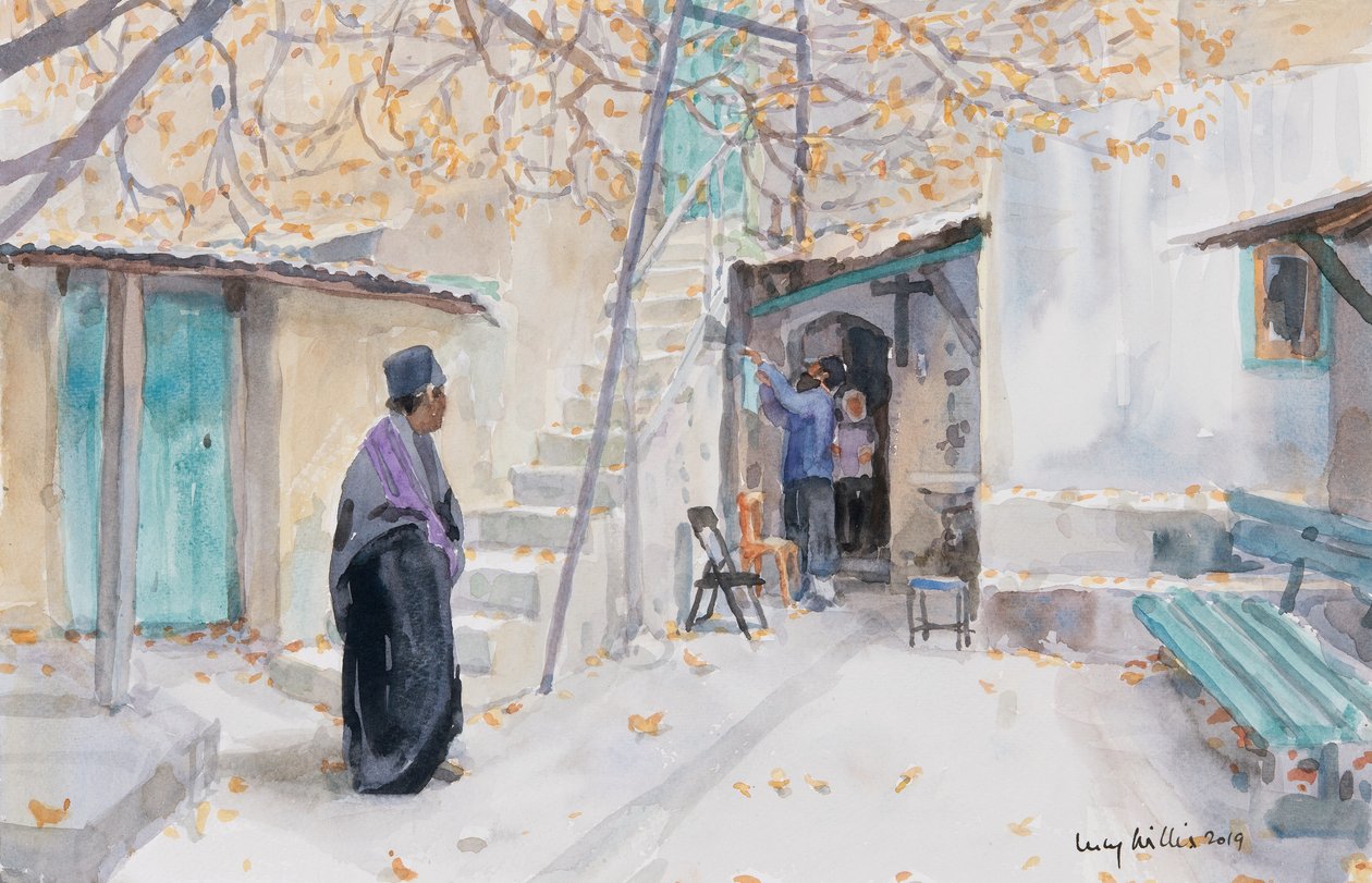 埃塞俄比亚人，耶路撒冷圣墓教堂，2019年（纸上写有w - c） 作者 露西·威利斯