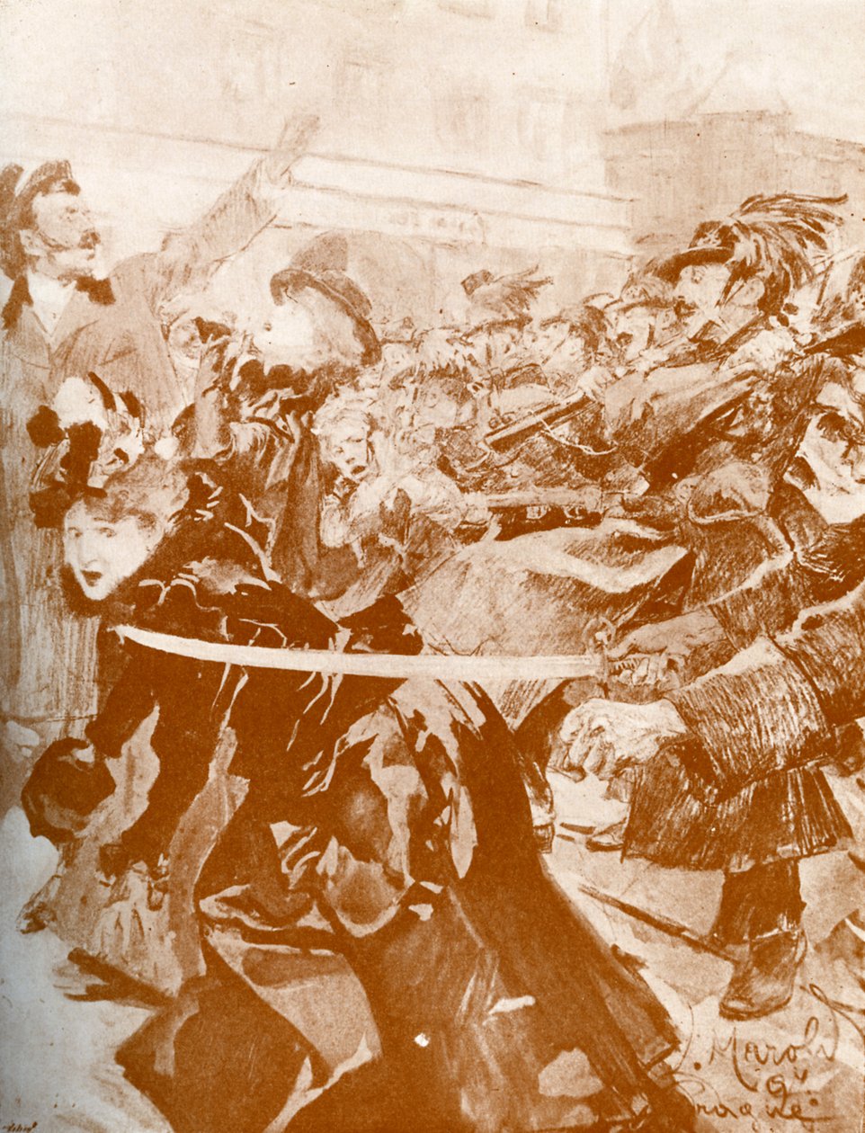 示威（布拉格1897年）--捷克漫画 作者 Ludek或Ludwig（之后）Marold