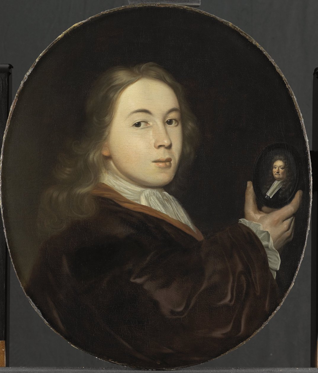 约翰内斯-巴赫维森（Johannes Bakhuysen，1683-1731 年）。附其父亲鲁道夫的微型肖像 作者 鲁道夫·巴库伊森
