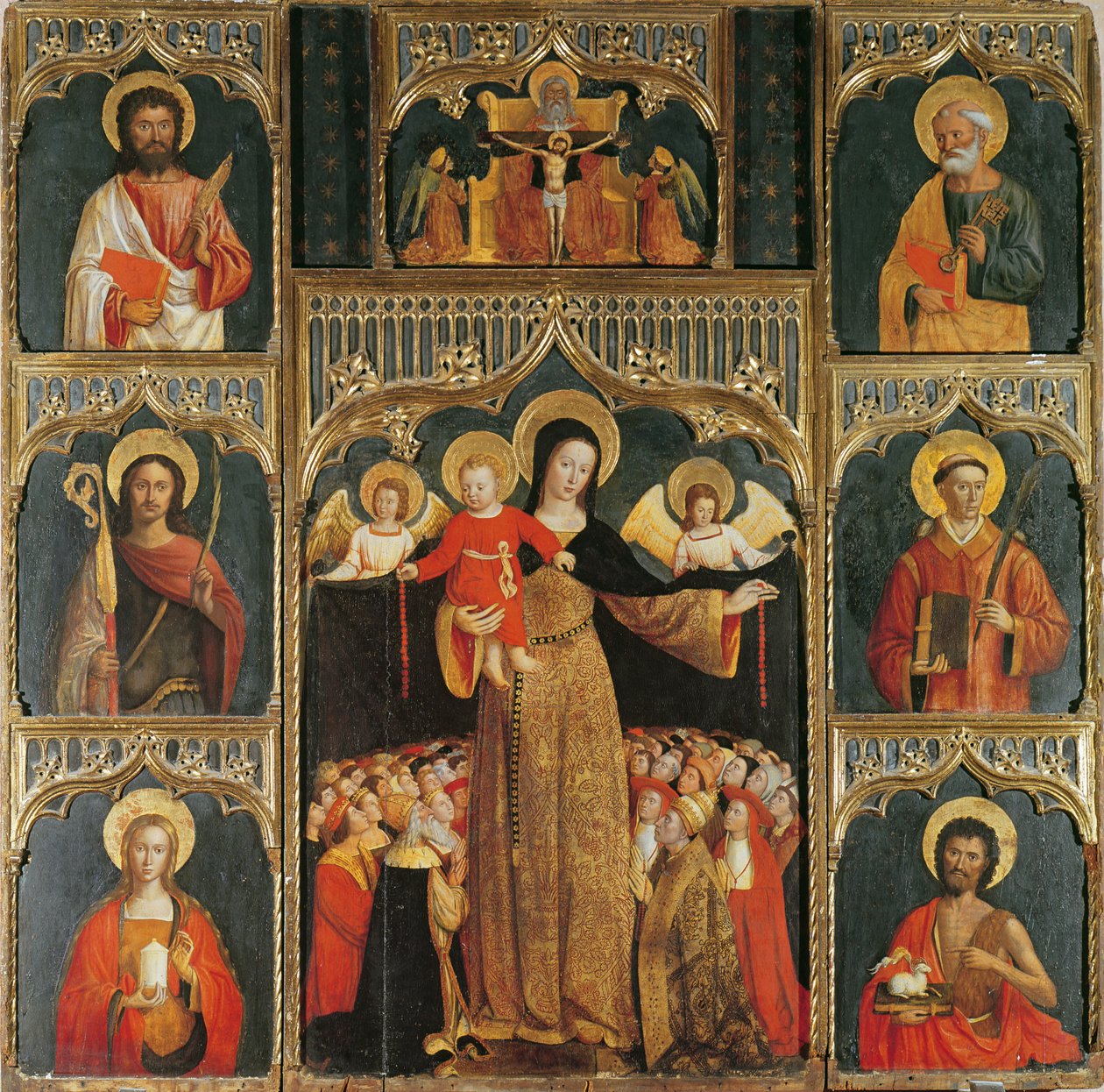 念珠圣母的祭坛画，c.1500 作者 卢多维科·布雷亚（Ludovico Brea）