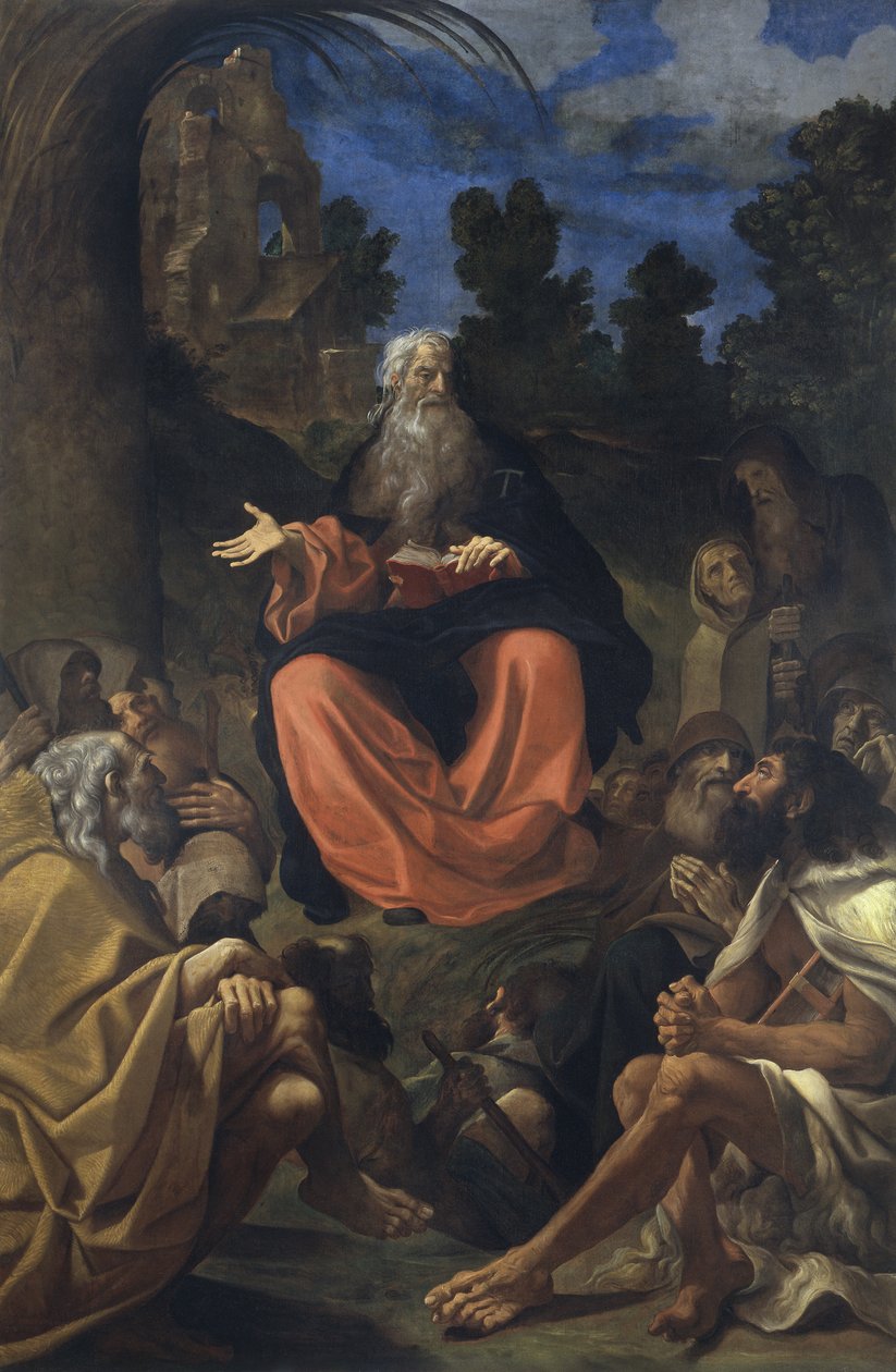 圣安东尼修道院院长向隐士们布道 作者 卢多维科·卡拉奇（Ludovico Carracci）