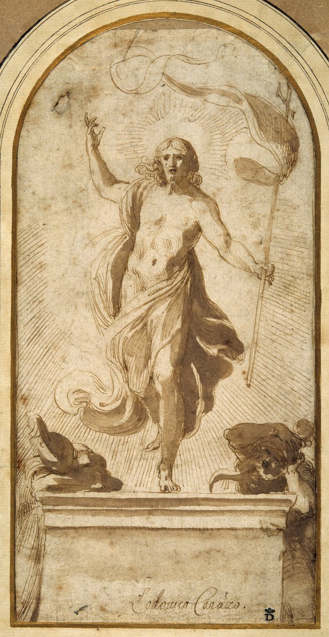 复活（钢笔和棕色墨水带棕色水洗） 作者 卢多维科·卡拉奇（Ludovico Carracci）
