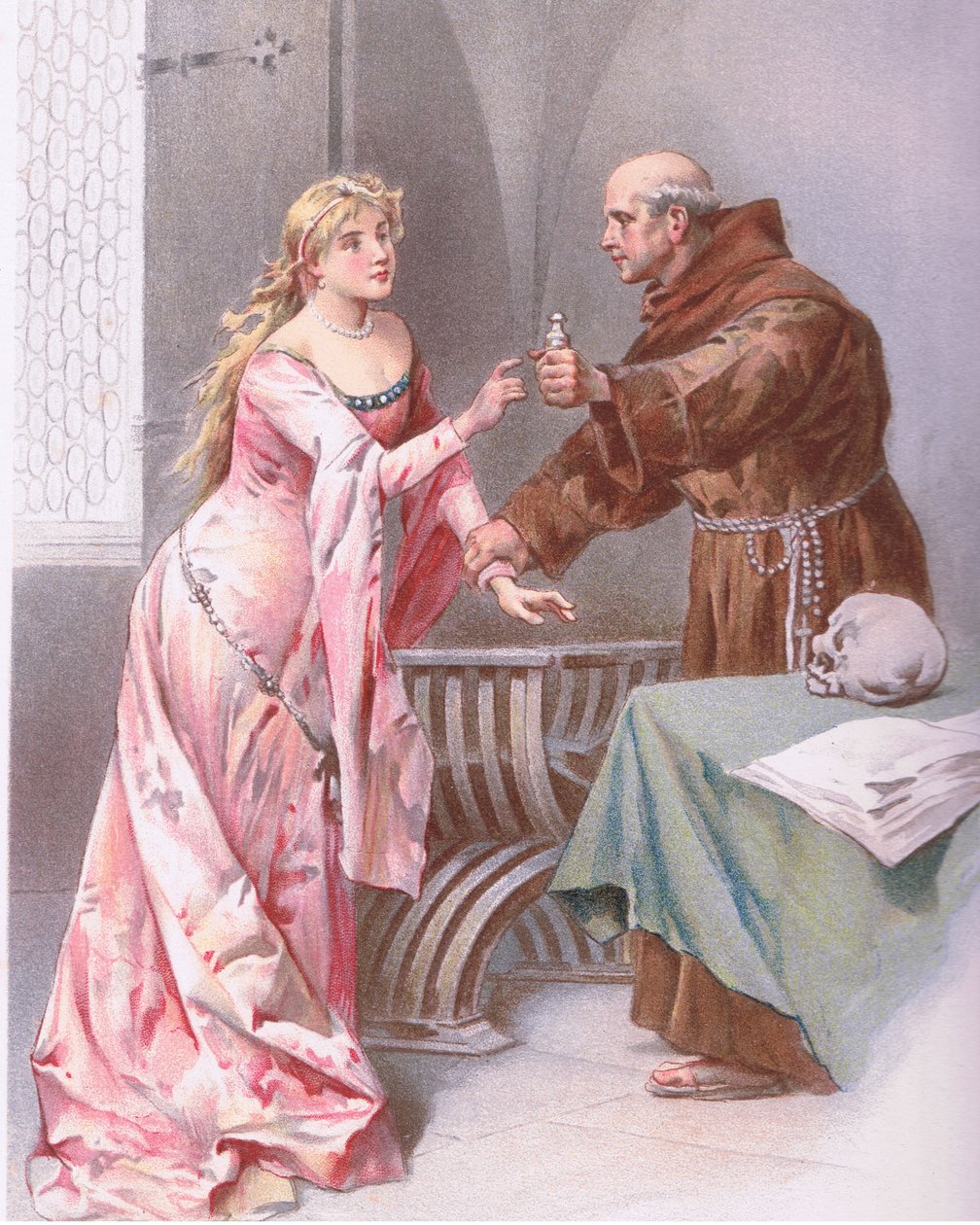 Friar Hold女儿，我做了一种希望。来自罗密欧与朱丽叶的插图， 作者 卢多维科·马尔凯蒂（Ludovico Marchetti）