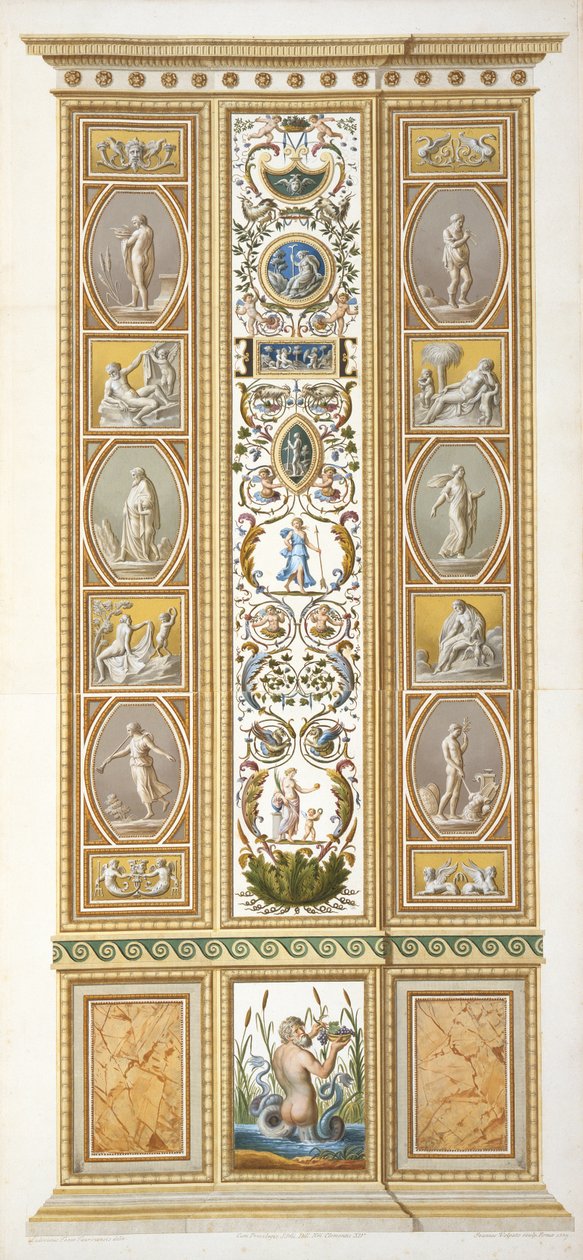 拉斐尔在梵蒂冈的小组，来自梵蒂冈的拉斐尔的&39;Delle Loggie&39;，由Giovanni Volpato（1735-1803）雕刻，1774年，出版c.1774-77（手工彩色雕刻） 作者 牛磺酸
