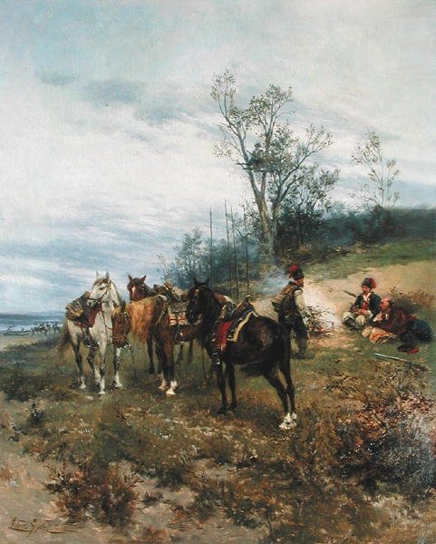 放牧，约1890年（布面油画） 作者 鲁德威克·盖德尔克（Ludwick Gedleck）