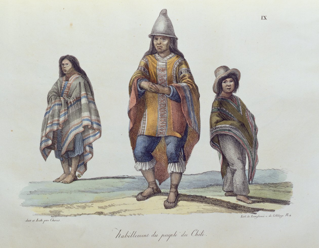 智利人民的服装，来自世界各地的风景如画的旅行，1822年出版 作者 路德维希·克里斯（Ludwig Choris）