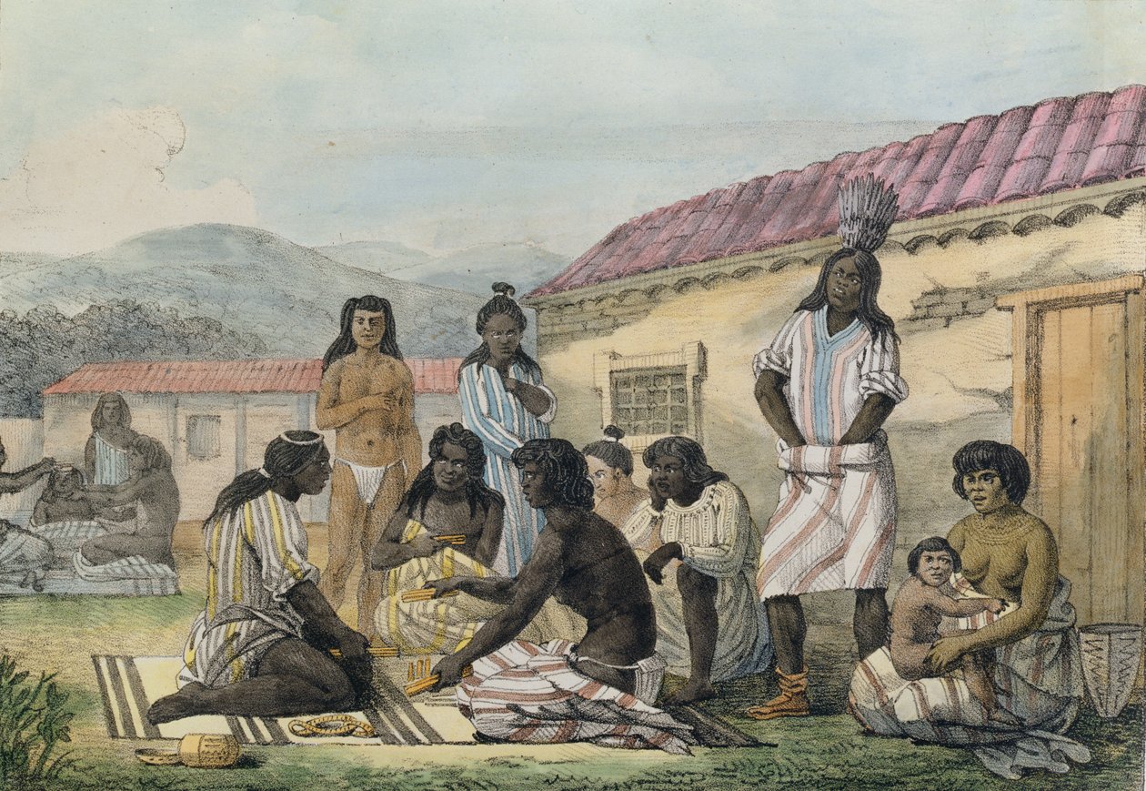 来自加利福尼亚当地人的游戏，来自“古怪的环游世界”，由Jean Pierre Norblin（1745-1830）雕刻，1822年出版 作者 路德维希·克里斯（Ludwig Choris）