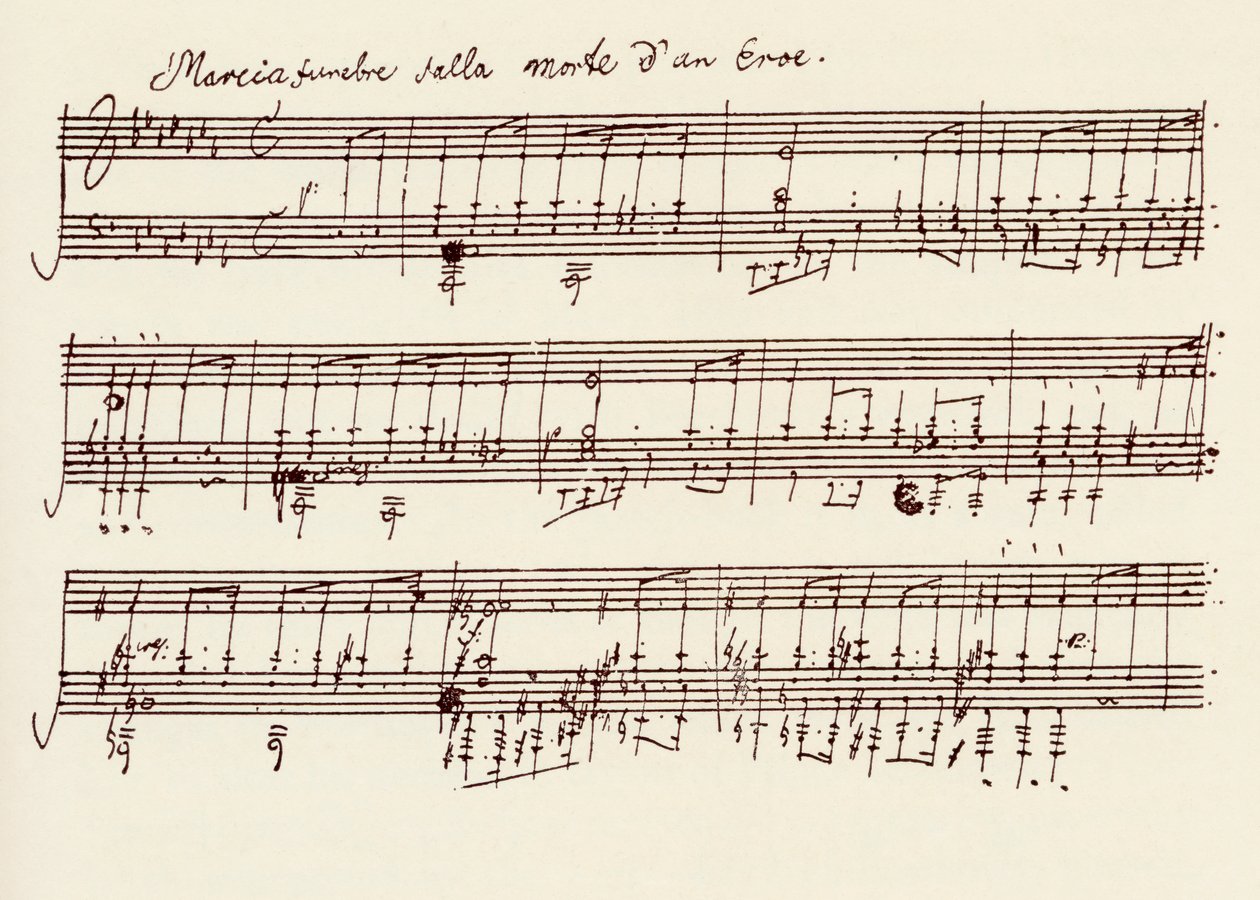 “贝多芬手稿”中的部分主要奏鸣曲，Opus 26（钢笔墨水） 作者 路德维希·范·贝多芬