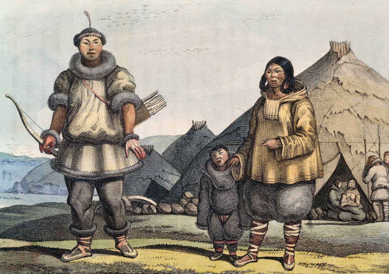 楚科奇一家在小屋前，白令海峡，俄罗斯 作者 路德维希 (1795-1828) 乔里斯