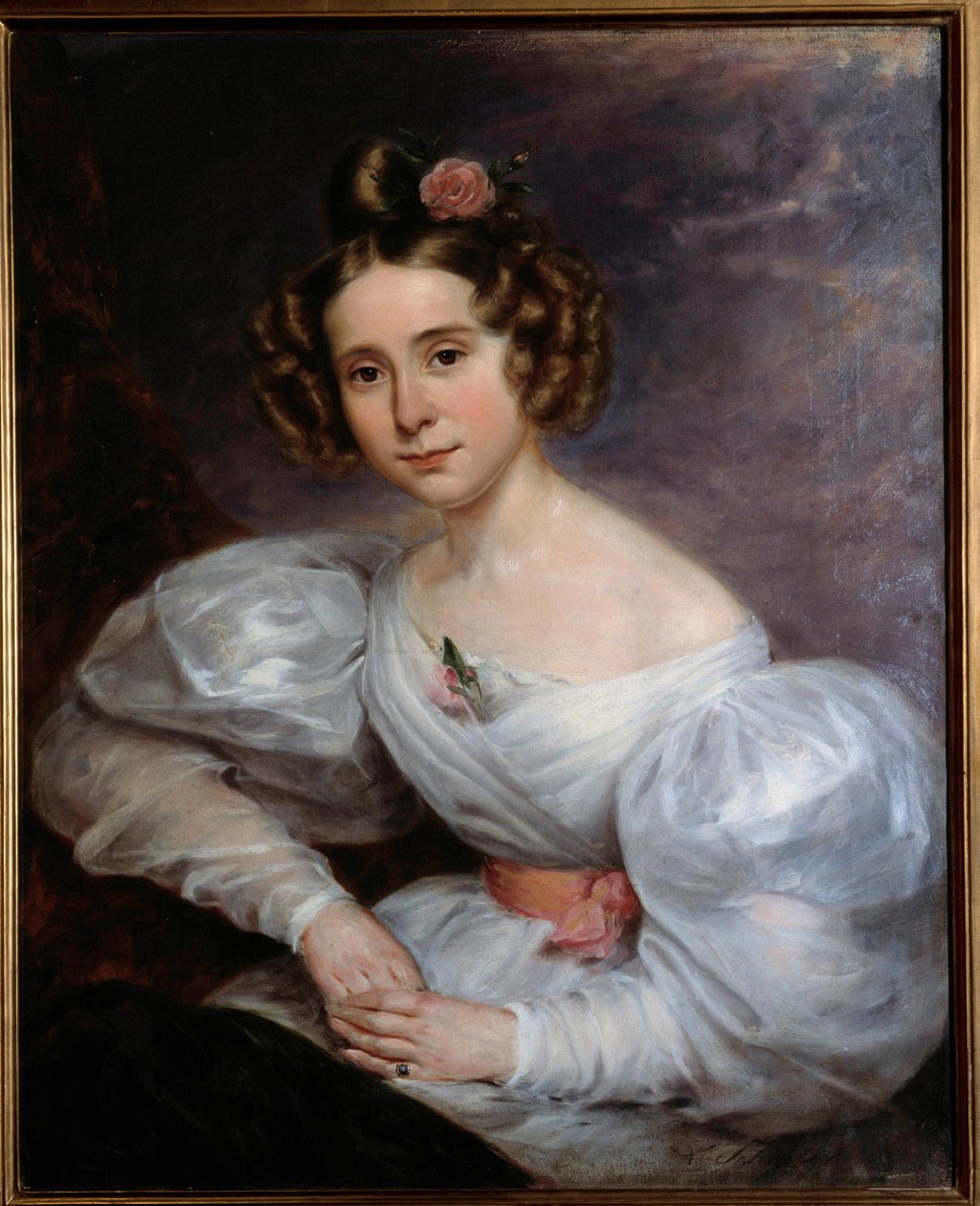 奥古斯特·施特 (1805-1889) 19 世纪奥尔良美术博物馆的年轻女子肖像画 作者 路德维希·奥古斯特或路易·奥古斯特·施维特