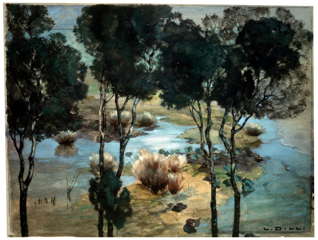 风景，1900年代。 作者 路德维希·迪尔（Ludwig Dill）