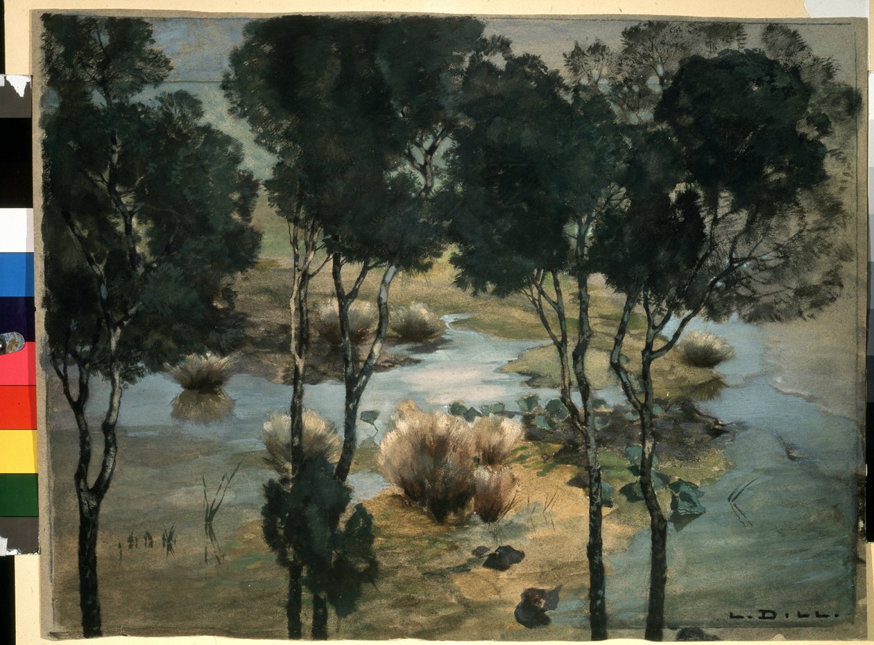 "风景 "水彩和水粉画，作者路德维希-迪尔（1848-1940 年），约 1900 年 莫斯科普希金博物馆 作者 路德维希·迪尔（Ludwig Dill）