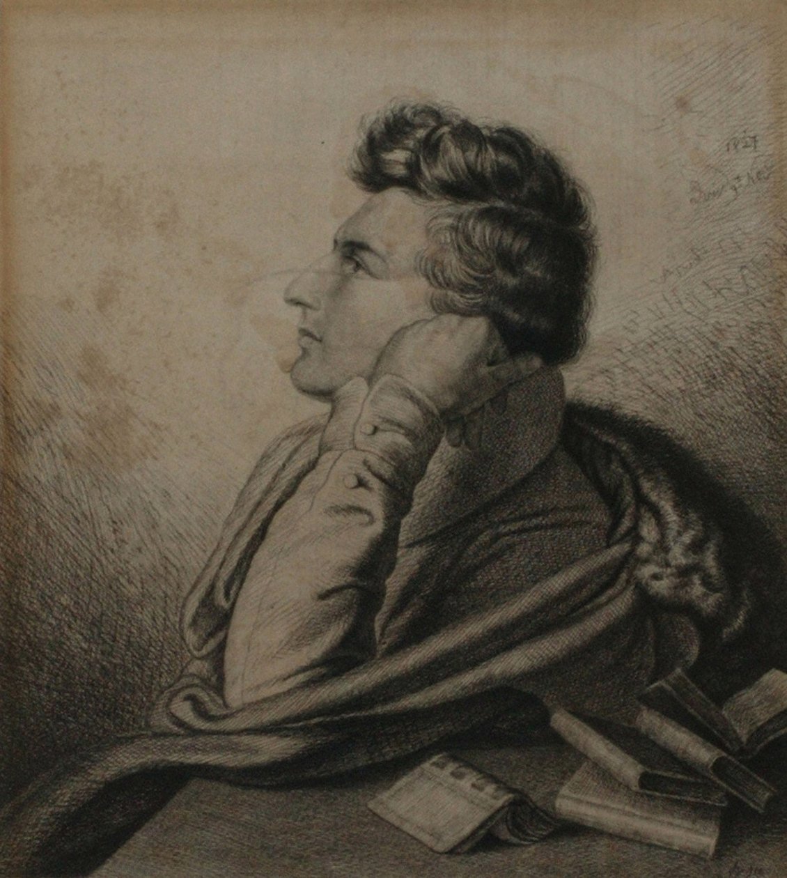 海因里希·海涅诗人的肖像1797-1856，1827年 作者 路德维希·埃米尔·格林