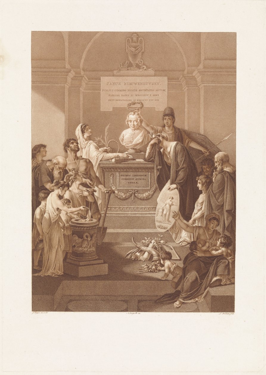 为 1806 年去世的 Jan Nieuwenhuyzen 树立纪念碑的寓意图画 作者 路德维希·戈特利布·波特曼