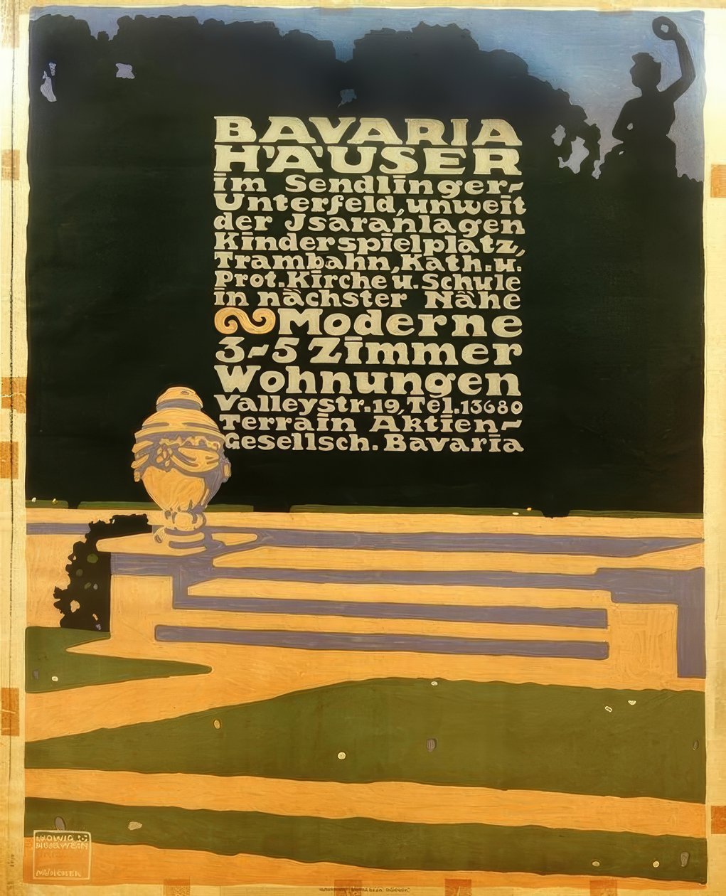 Bavaria Häuser im Sendlinger Unterfeld, unweit der Isaranlagen / Kinderspielplatz, Trambahn, Kath 作者 路德维希·霍尔文