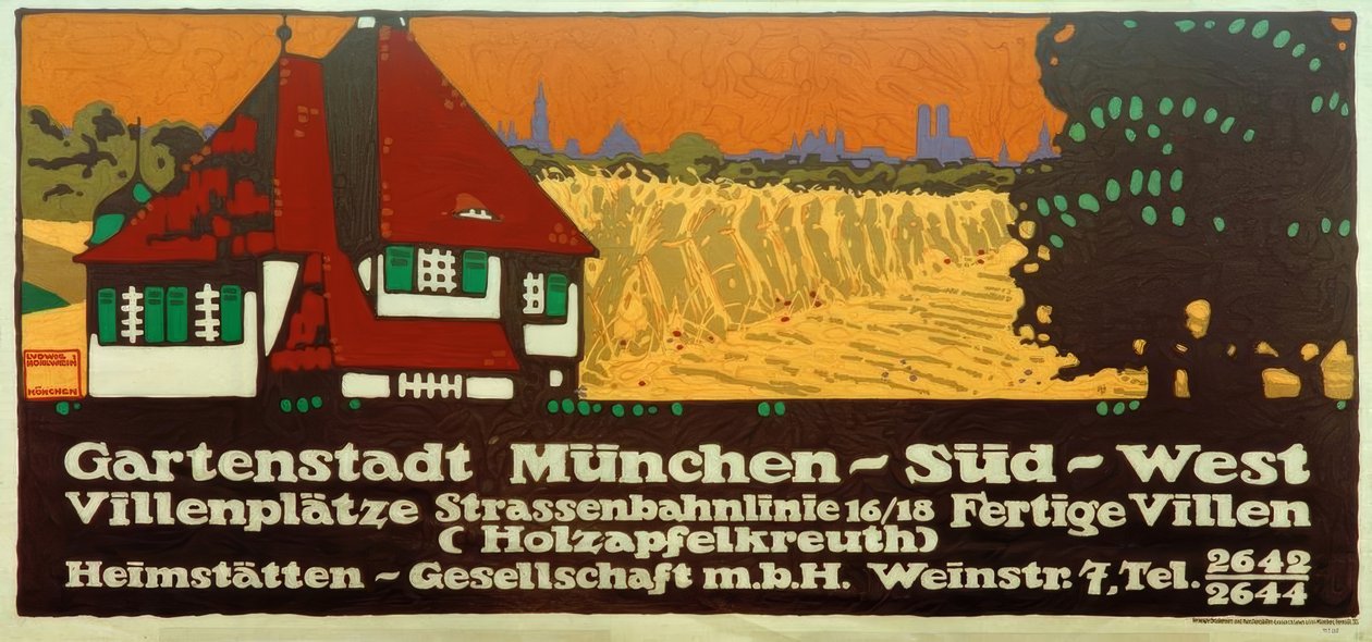 Gartenstadt München-Süd-West / Villenplätze / Straßenbahnlinie 16/18 / Fertige Villen (Holzapfelkreuth) / Heimstätten-Gesellschaft m 作者 路德维希·霍尔文