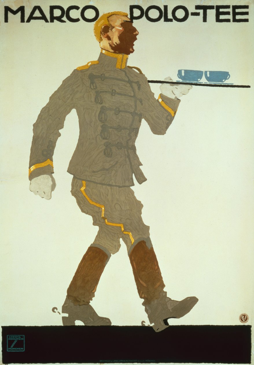 马可-波罗 Tee，约 1914 年（彩色石版印刷） 作者 路德维希·霍尔文