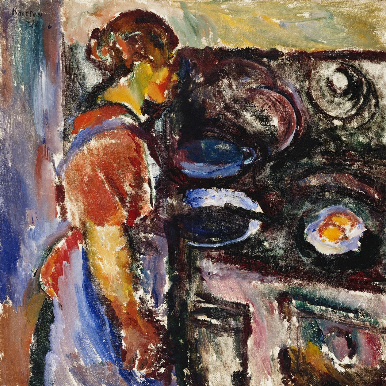 厨房里的女孩；派克·乔肯（Pike I Kjokken），1921年 作者 路德维克·彼得·卡斯滕