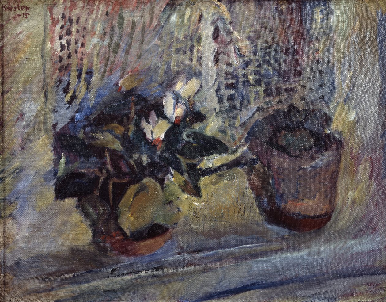 窗前花盆静物画 作者 路德维克·彼得·卡斯滕