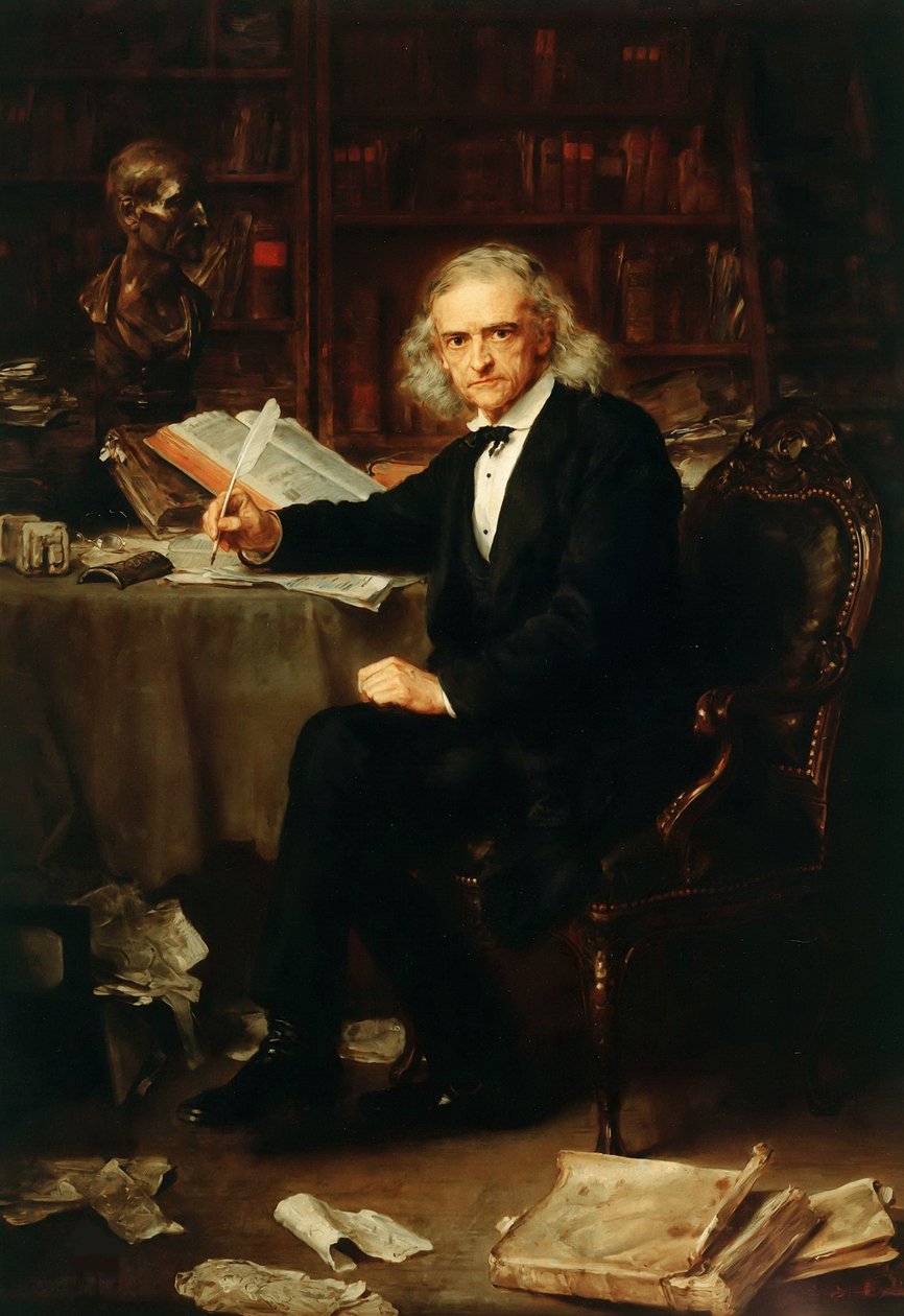 西奥多·莫姆森（Theodor Mommsen）肖像1817-1903，1881年。 作者 路德维希·克瑙斯