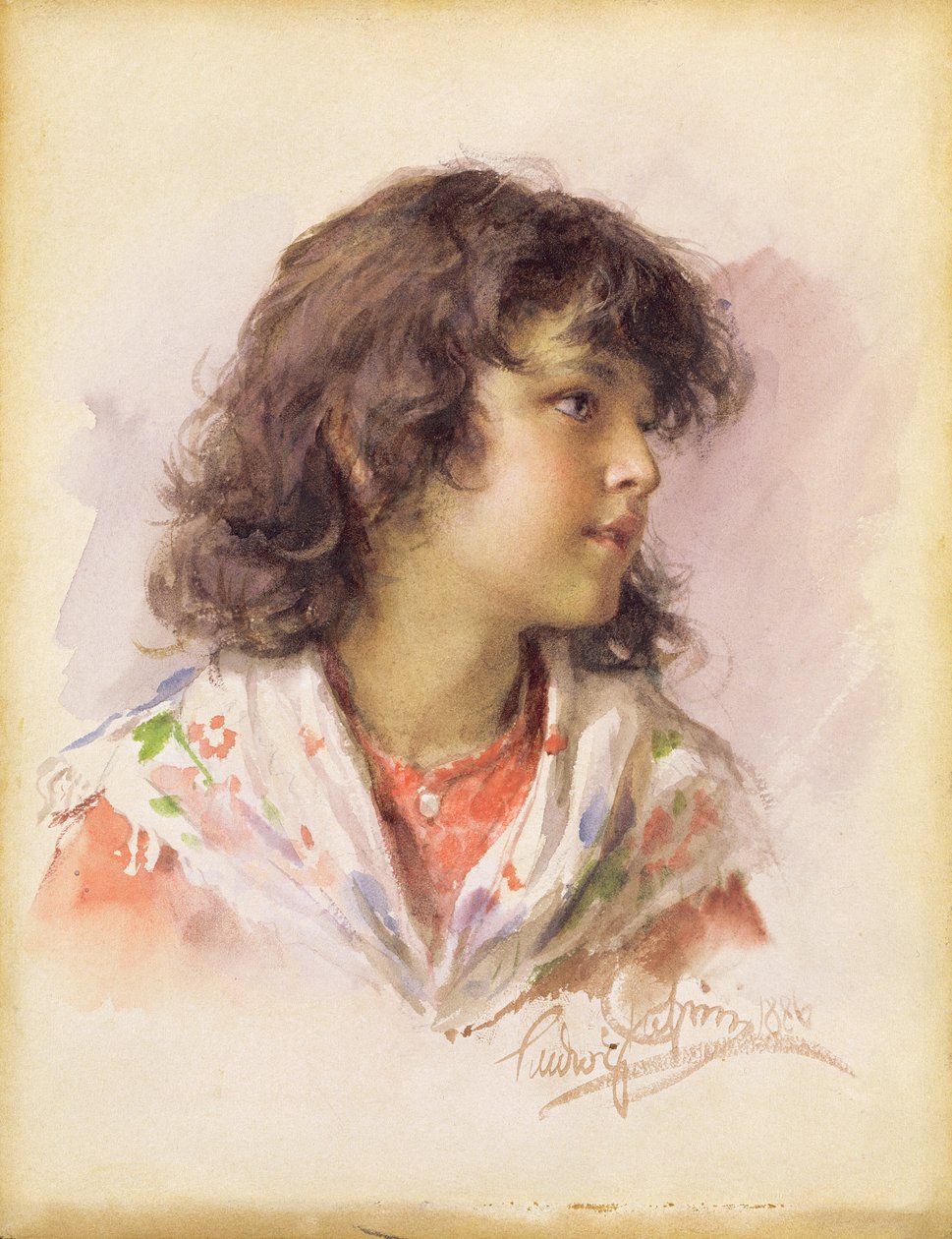 一个女孩的头，1886年 作者 路德维希·帕西尼（Ludwig Passini）