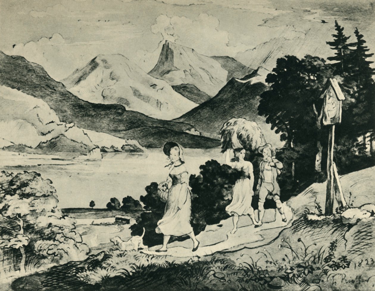 Fuschl湖，奥地利萨尔茨堡，1823年，1943年。 作者 路德维希·里克特