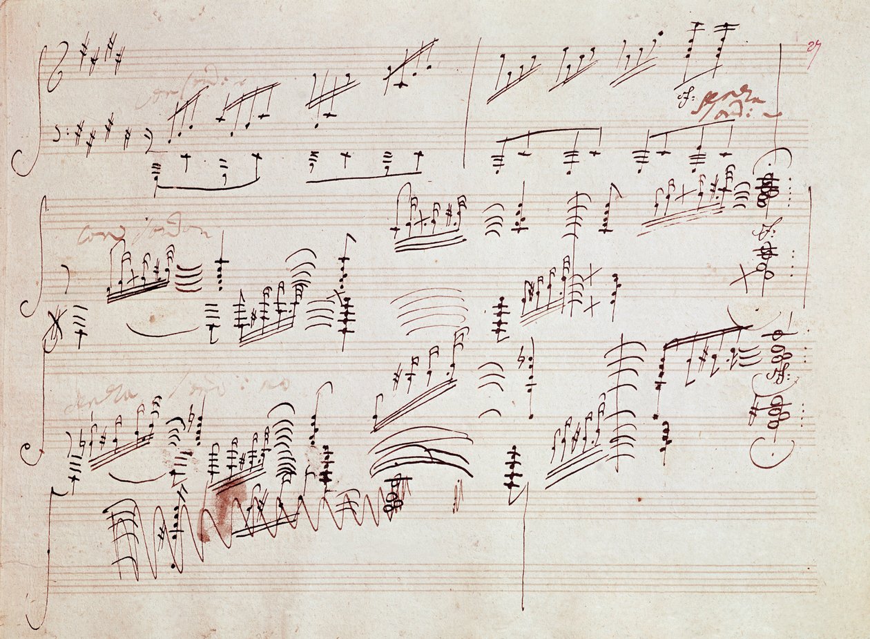 德国作曲家路德维希-凡-贝多芬（1770-1827）于1801年创作的 "14号小调钢琴奏鸣曲""月光下的奏鸣曲 "的乐谱。贝多芬之家，波恩。德国 作者 路德维希·范·贝多芬