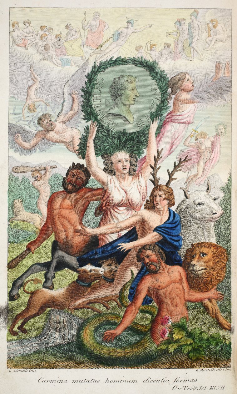 正面，插图来自奥维德的变形记，佛罗伦萨，1832年（手工彩色雕刻） 作者 路易吉·阿德莫洛