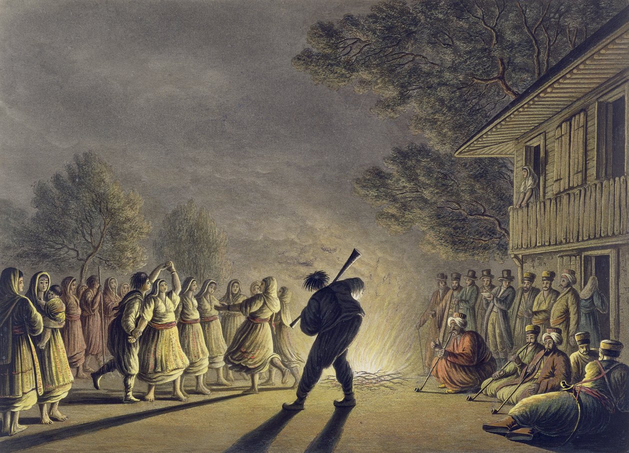 保加利亚农民的舞蹈，酒吧。作者：William Watts，1806 作者 路易吉·梅耶（Luigi Mayer）