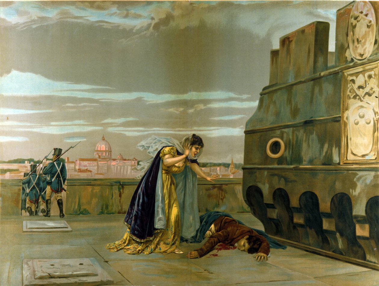 来自Giacomo Puccini的“Tosca”的场景 作者 路易吉·莫加里（Luigi Morgari）