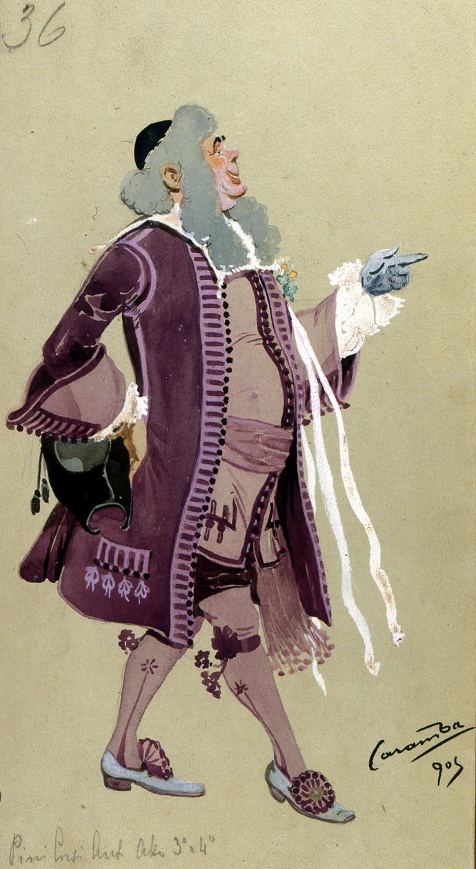Don Bartolo的服装设计，1905年Wolfgang Amadeus Mozart的“费加罗的婚姻” 作者 路易吉·萨佩利·卡兰巴（Luigi Sapelli Caramba）
