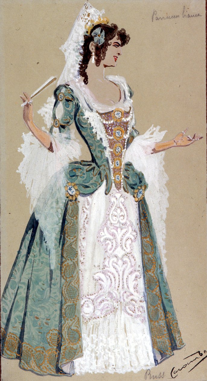 1905年“费加罗的婚姻”中伯爵夫人Almaviva的服装设计 作者 路易吉·萨佩利·卡兰巴（Luigi Sapelli Caramba）
