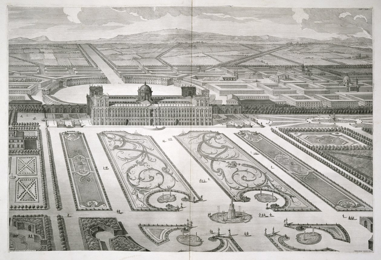 Palazzo di Caserta，来自卡塞塔皇宫的图纸宣言，由Carlo Nolli（dp1770）刻，于1756年出版 作者 路易吉·范维特利（Luigi Vanvitelli）