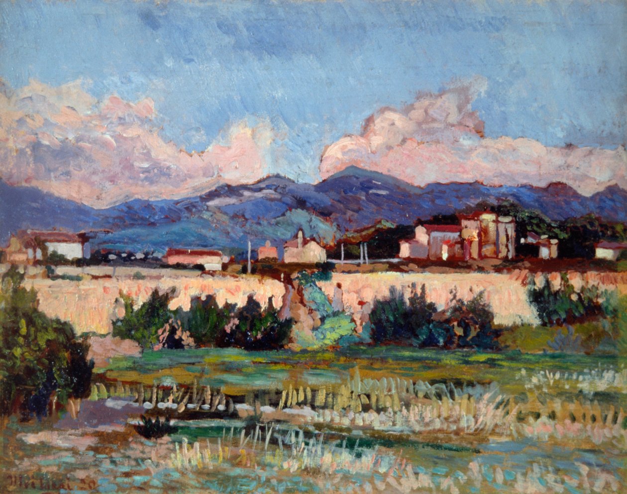 阿尔登扎的房屋和花园，由Ulvi Liegi (1858-1939)创作，板上油画，27x34厘米 作者 路易吉·列维