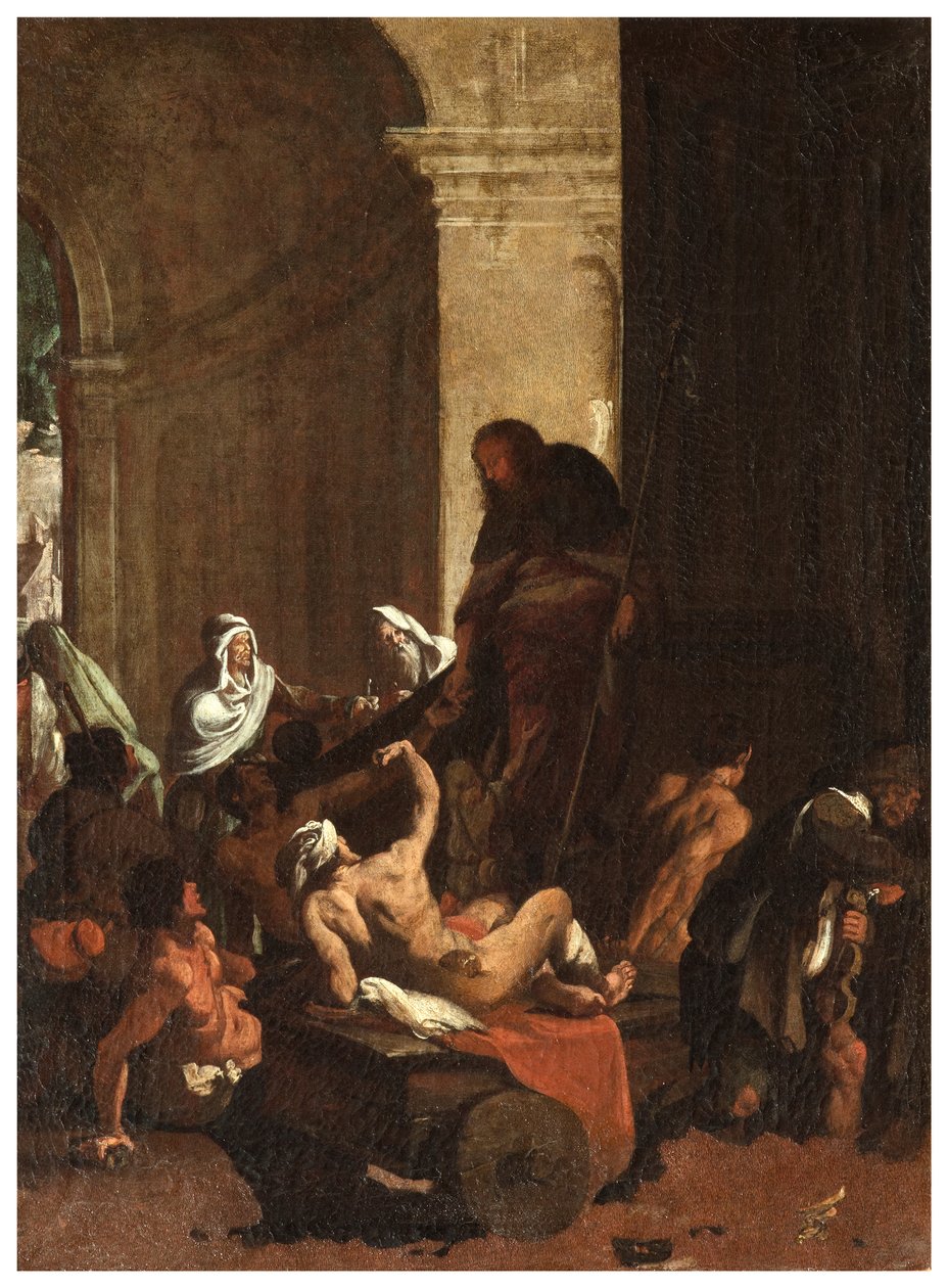 North Transept, 圣罗科祭坛 1635, 45, Genovesino 1645, 向穷人分发货物, 左下方涂漆 作者 路易吉·米拉多里