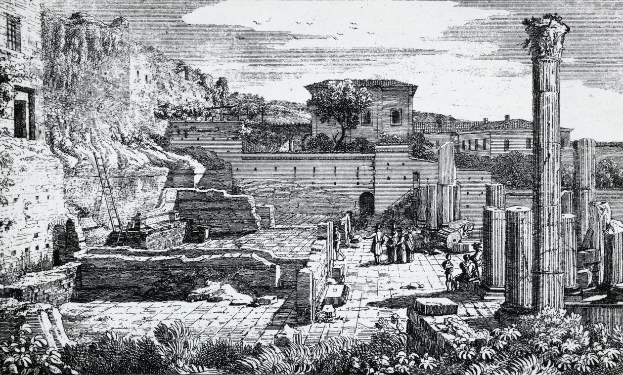 布雷西亚维斯帕芗神庙遗址，由意大利路易斯·巴西莱蒂（Louis Basiletti，1780-1860 年）雕刻 作者 路易吉·巴西莱蒂
