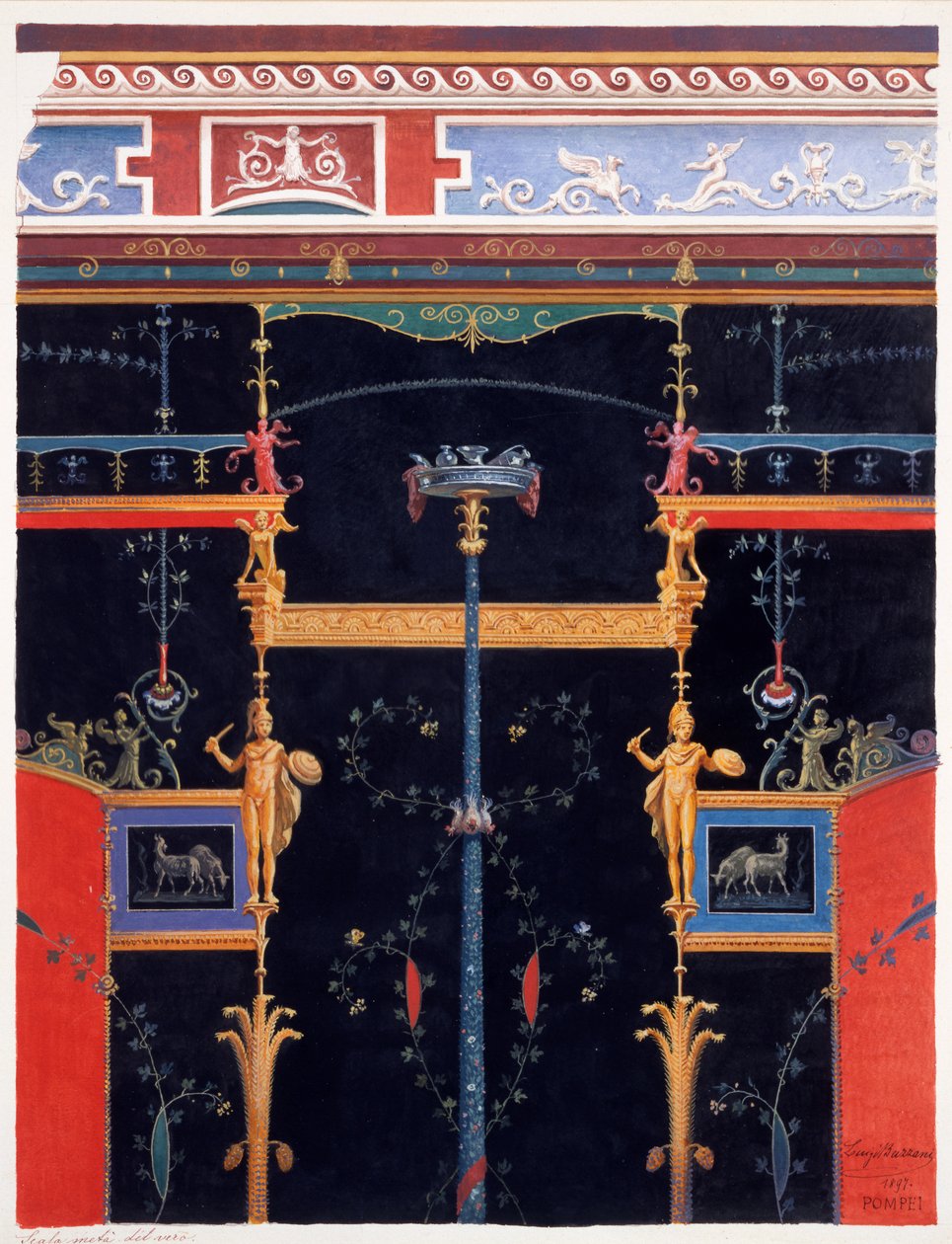从Aulus Vettius，庞贝城，c.36-39 AD的墙壁装饰 作者 路易吉·巴扎尼（Luigi Bazzani）