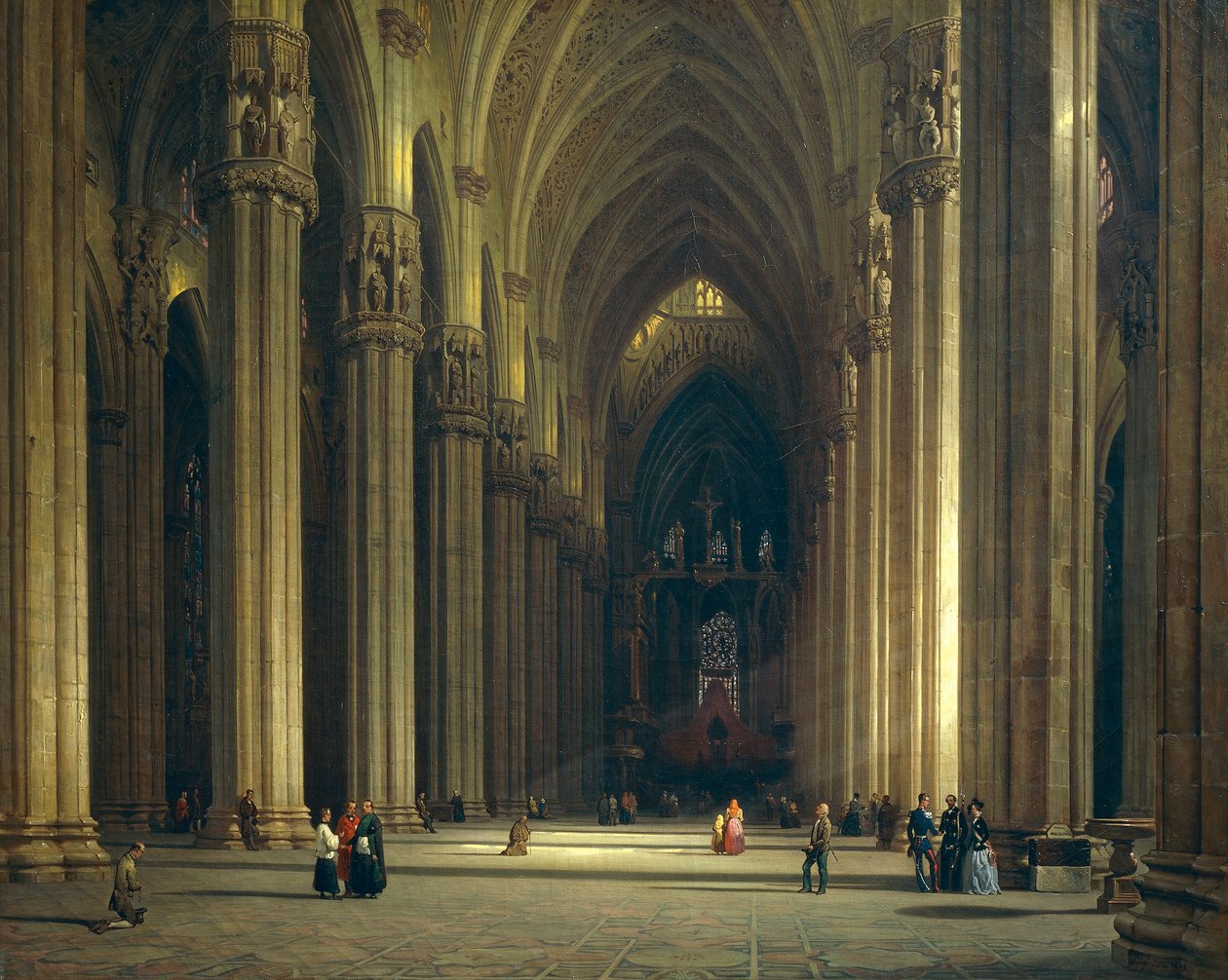米兰大教堂（Milano Duomo）的内部，由Luigi Bisi（1814-1886）创作。 作者 路易吉·比斯