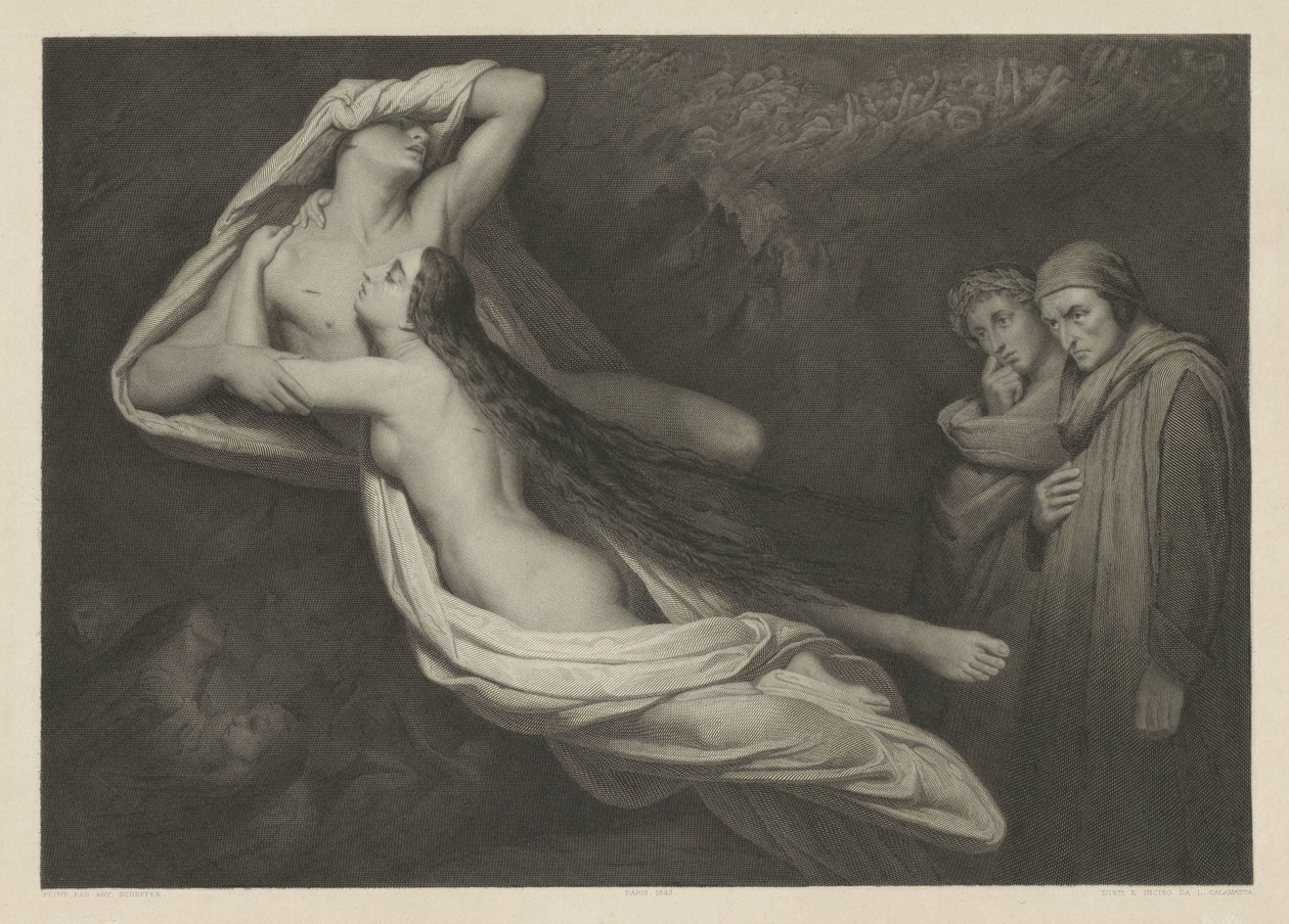 Francesca da Rimini en Paolo Malatesta 作者 路易吉·卡拉马塔（Luigi Calamatta）