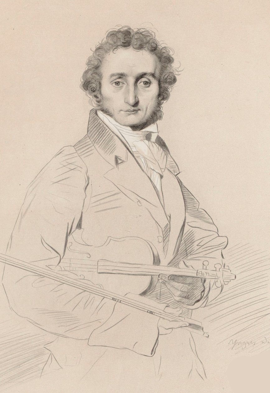 尼科洛-帕格尼尼1782-1840的肖像，1830年。 作者 路易吉·卡拉马塔（Luigi Calamatta）