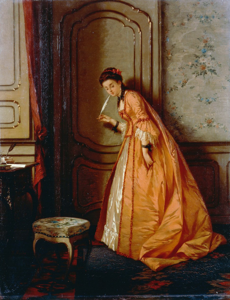 聆听》，作者路易吉-克罗西奥（1835-1915 年），油画，40.5x32 厘米 作者 路易吉·克罗西奥