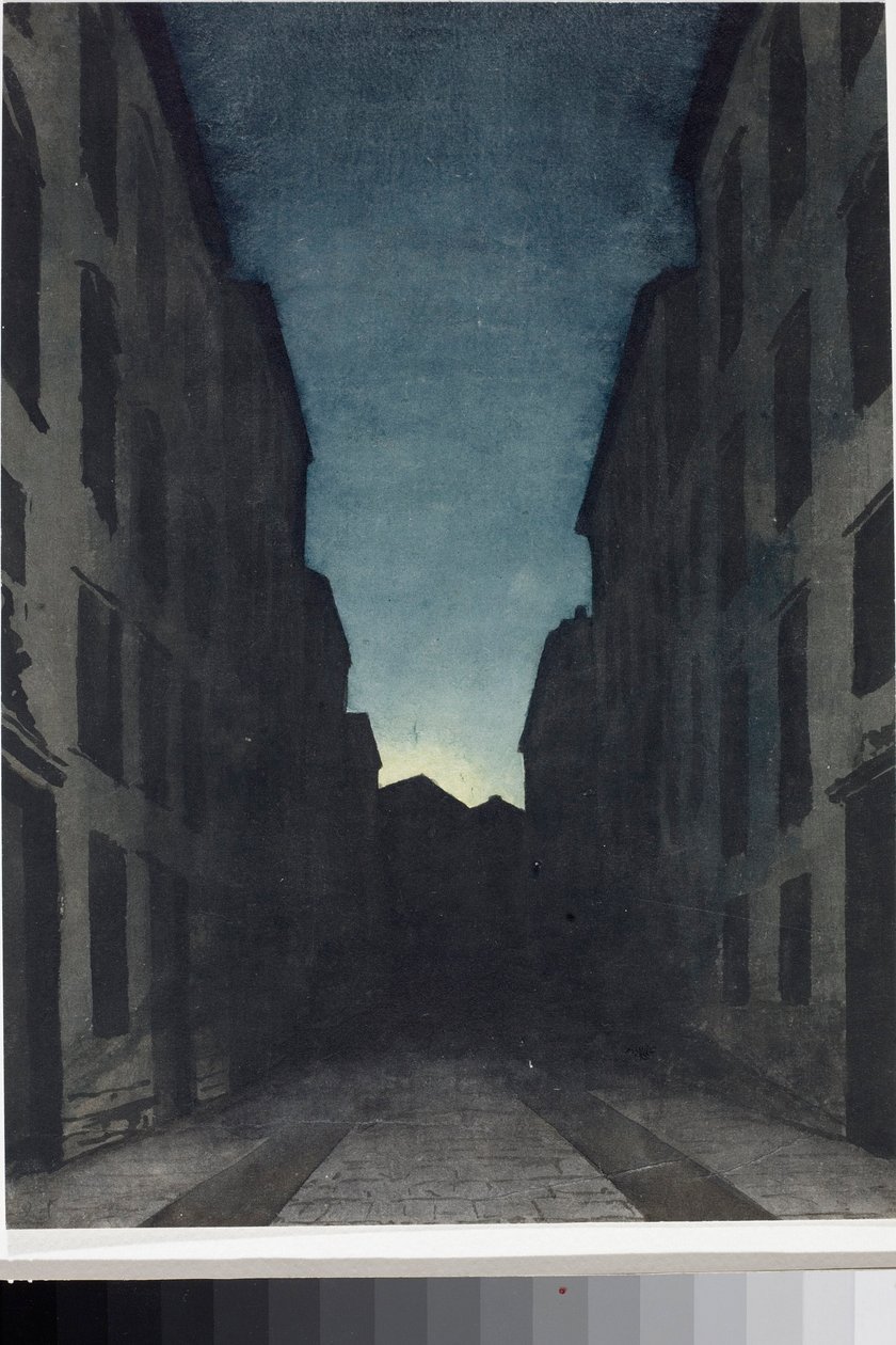 道路透视图（水彩，约 1825 年） 作者 路易吉·加里波
