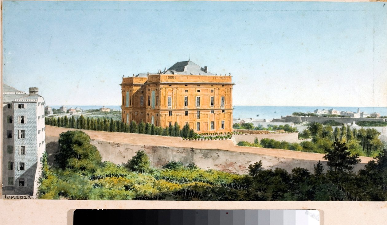 View of Palazzo Pallavicini called Palazzo delle Peschiere, Genoa (Watercolour, circa 1825) 作者 路易吉·加里波