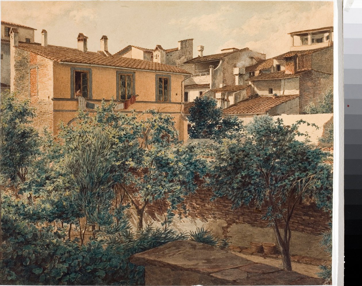 佛罗伦萨的房屋景观（水彩画，约1825年 作者 路易吉·加里波
